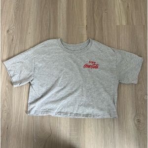 H&M Coca Cola gray short sleeve cropped shirt
